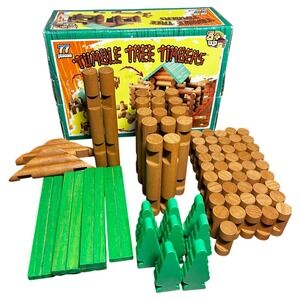 Tumble Tree Timbers 77 Piece Wooden Log Cabin Building Set 53006 Vintage Style